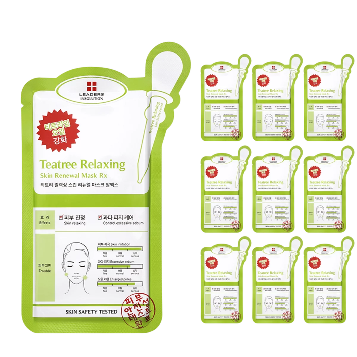 Leaders Insolution Tea Tree Relaxing Skin Renewal Sheet Mask AleX 25ml - 1ea, 10packs