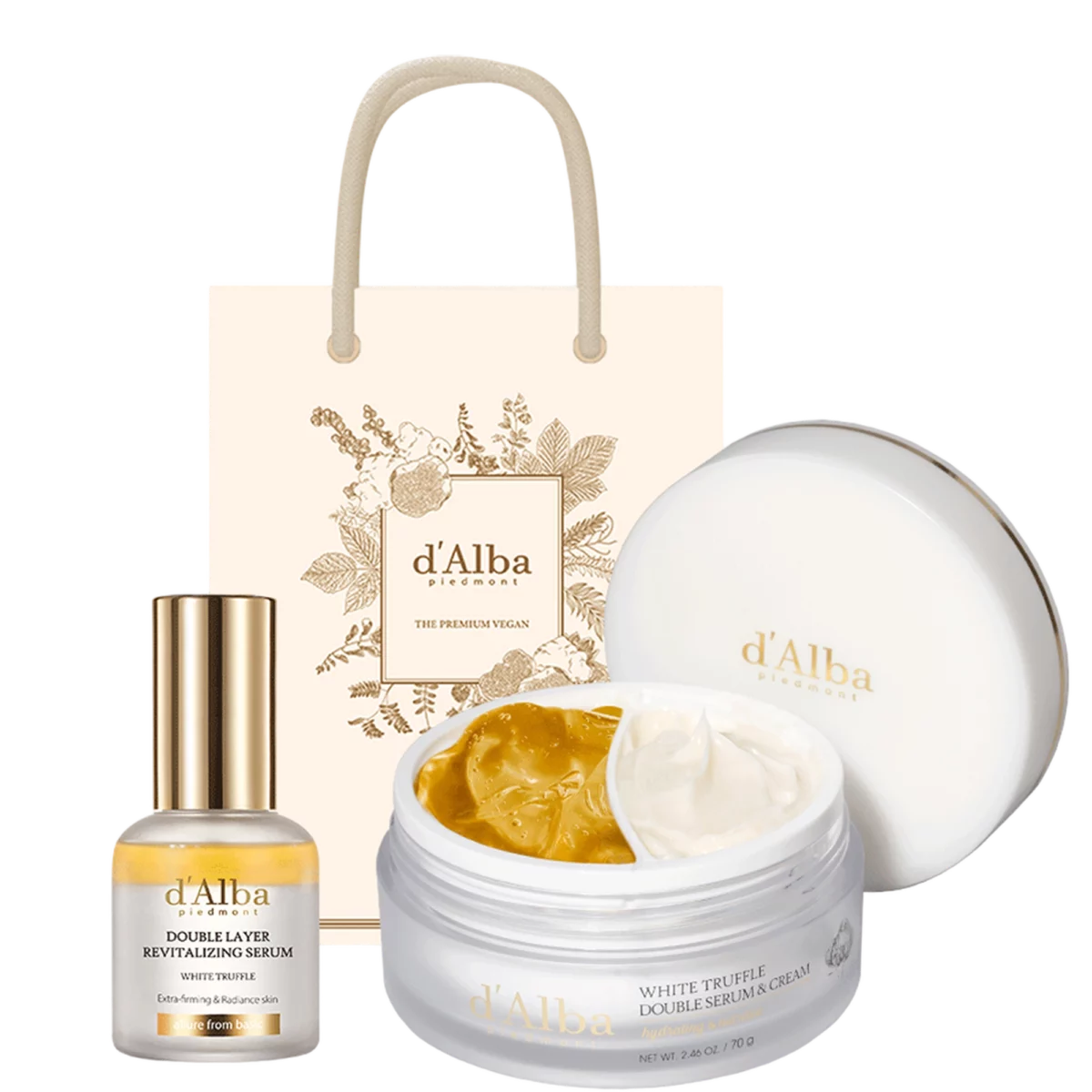 White Truffle Double Layer Revitalizing Serum 30ml + Double Serum and Cream 70g + Gift Bag