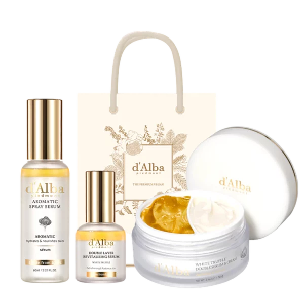 White Truffle First Aromatic Spray Serum 60ml + Double Layer Revitalizing Serum 30ml + Double Serum and Cream 70g + Gift Bag