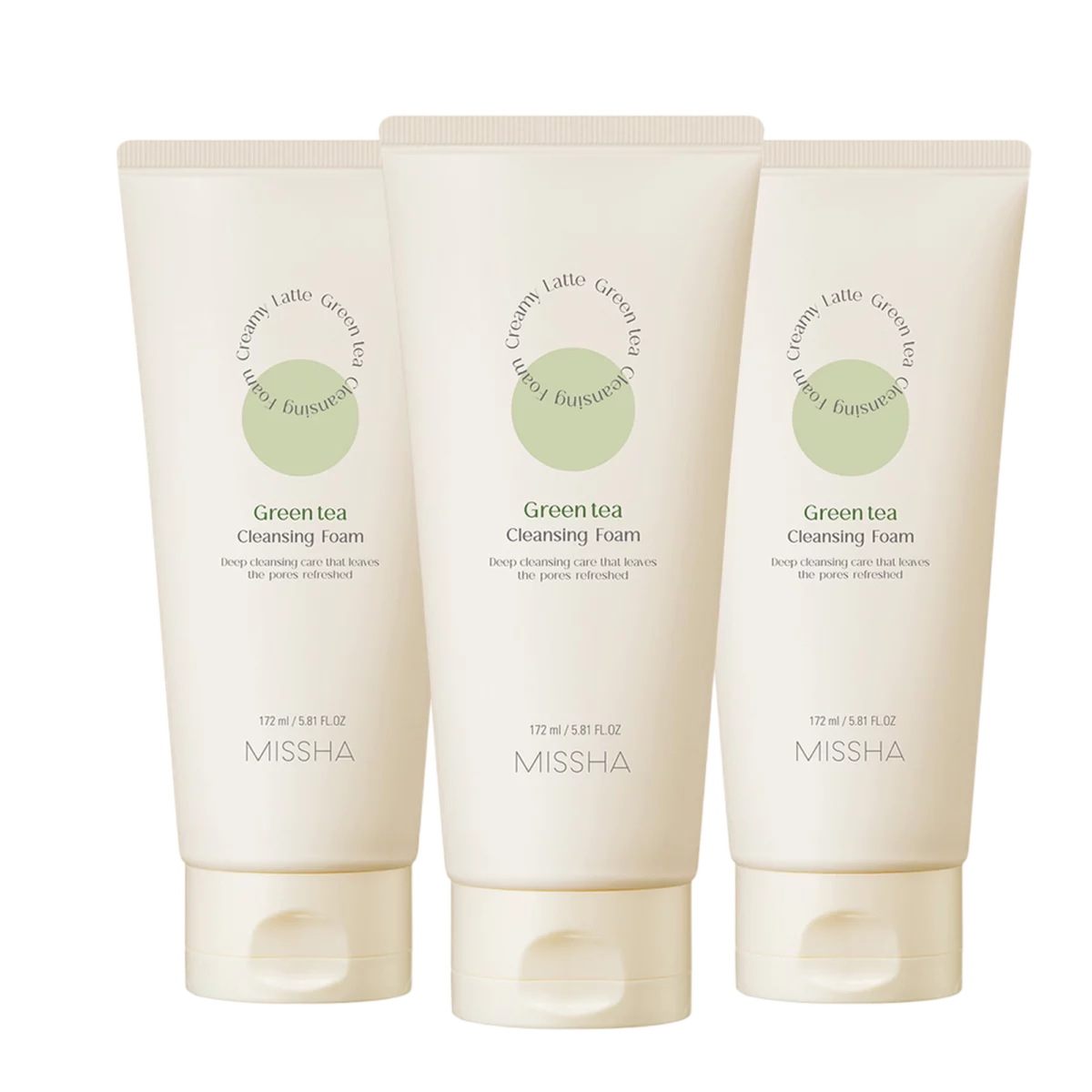 Creamy Latte Cleansing Foam Green Tea, 172ml, 3pcs