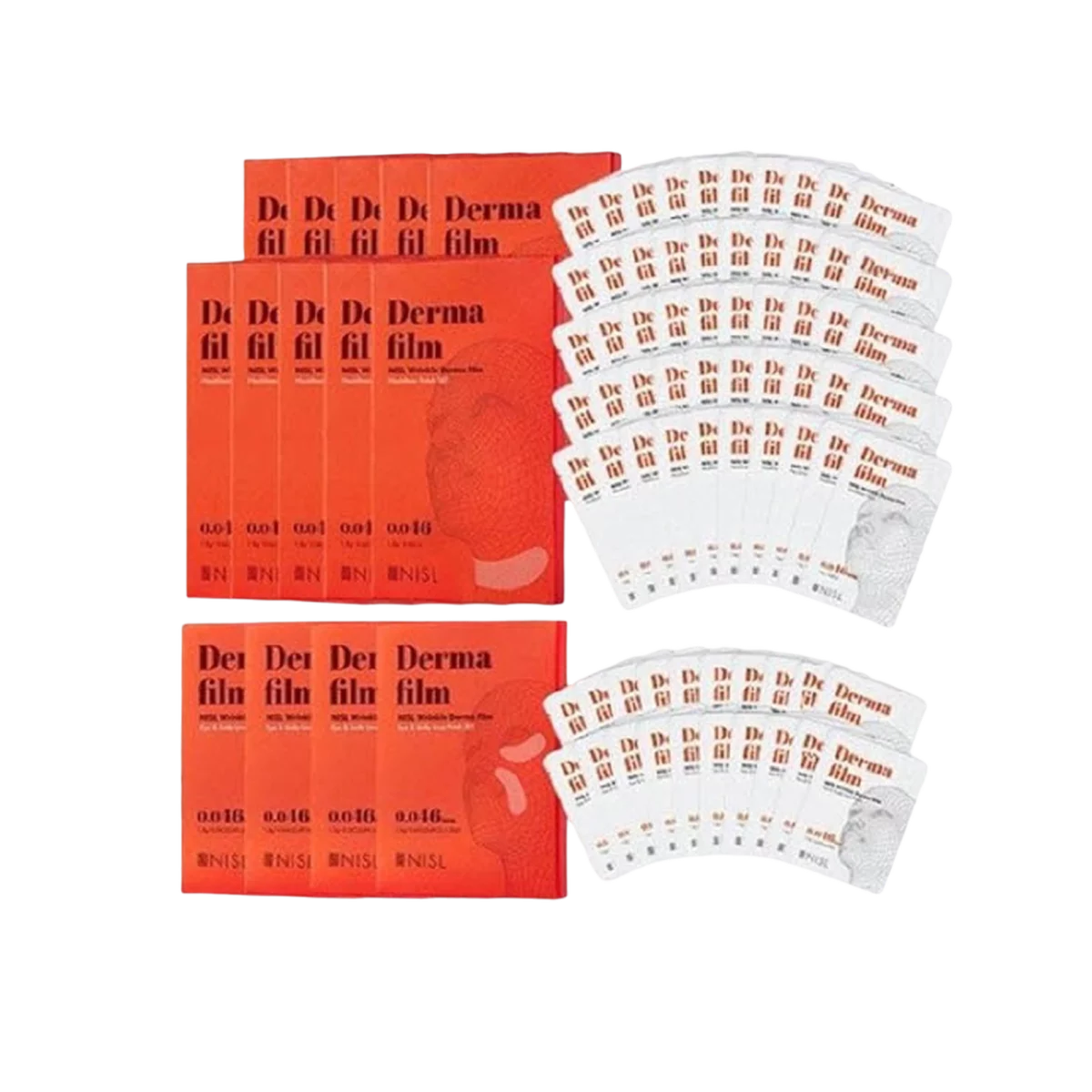 Wrinkle Derma Film Eye & Smile Lines Patch set 3 Packs + Neck Patch 2 Packs (Total 70EA)