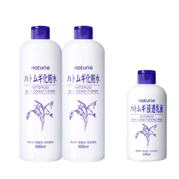 Hatomugi Skin Conditioner 500ml 2pcs + Hatomugi Skin Conditioning Milk 230ml 1pc