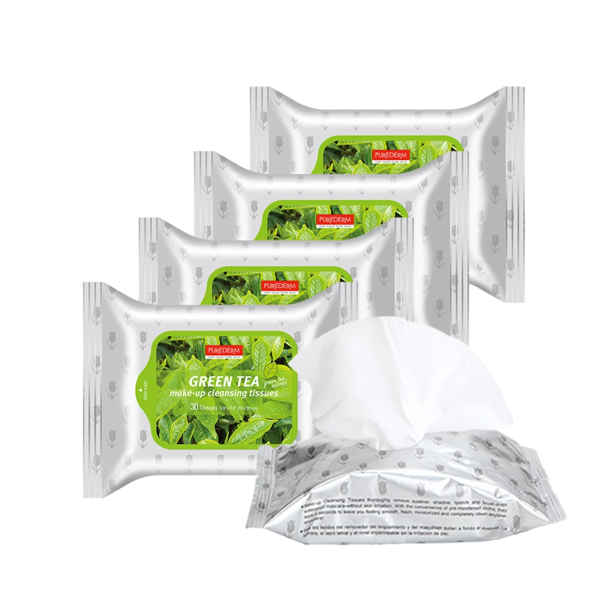 Green Tea make-up Cleansing Tissue, 30ea, 5packs