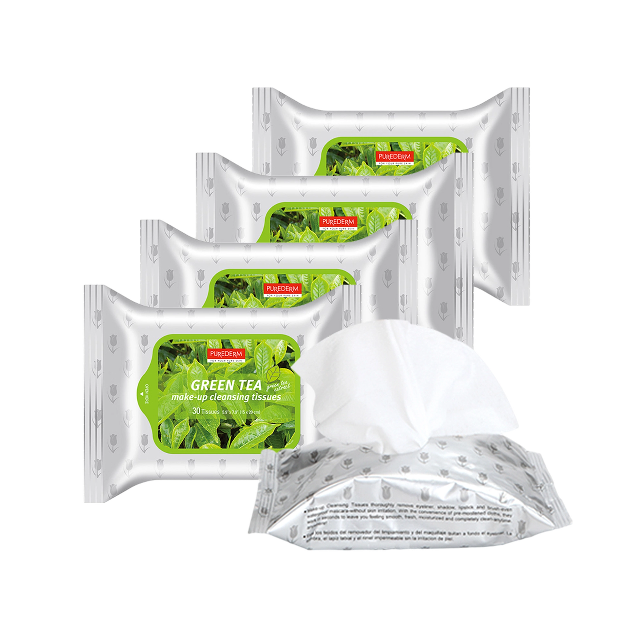 Green Tea make-up Cleansing Tissue, 30ea, 5packs