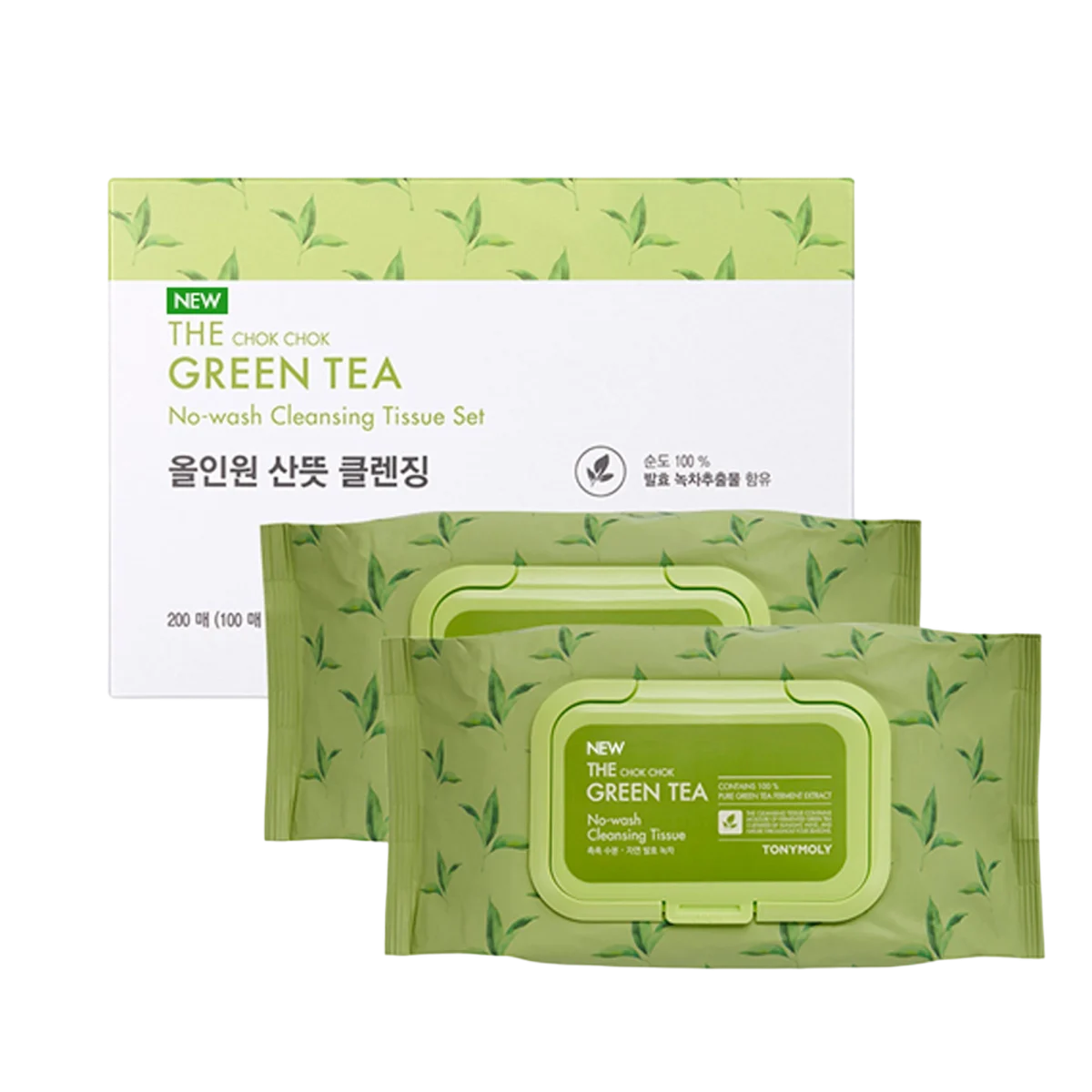 The Chok Chok NEW Green Tea No-wash Cleansing Tissue Set
